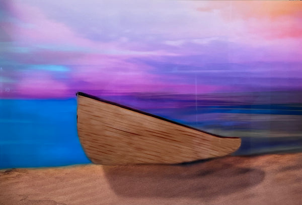 Lifeguard Boat Abstract Photography Floating Frame by Fred Ballet