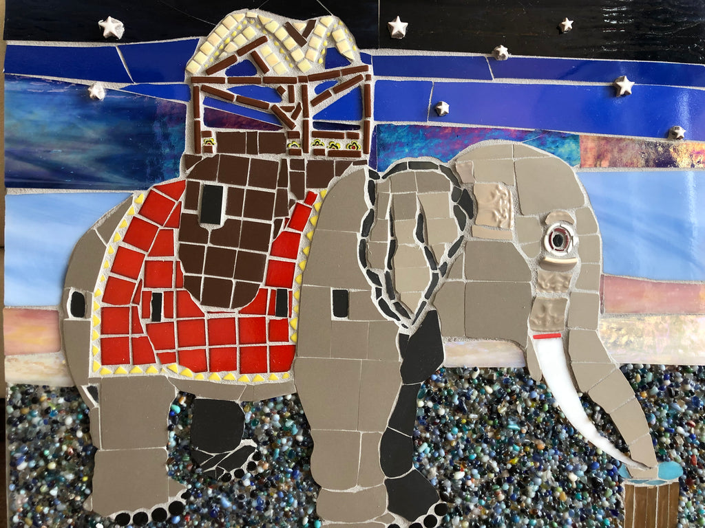 Lucy the Elephant Mosaic Art by Jeannie Bell SOLD
